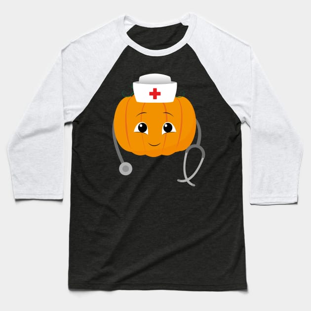 Pumpkin Nurse Costume Funny Halloween Baseball T-Shirt by trendingoriginals